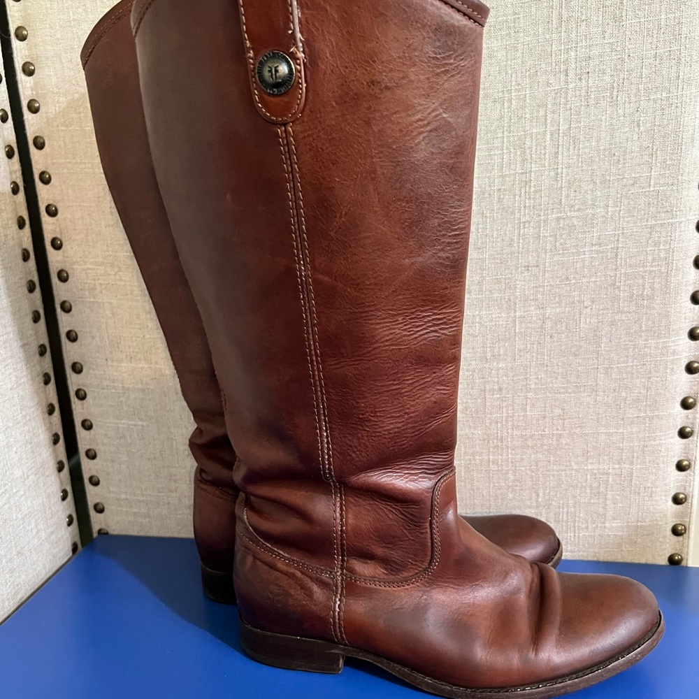 Frye Melissa Boots 7.5 cognac wide calf